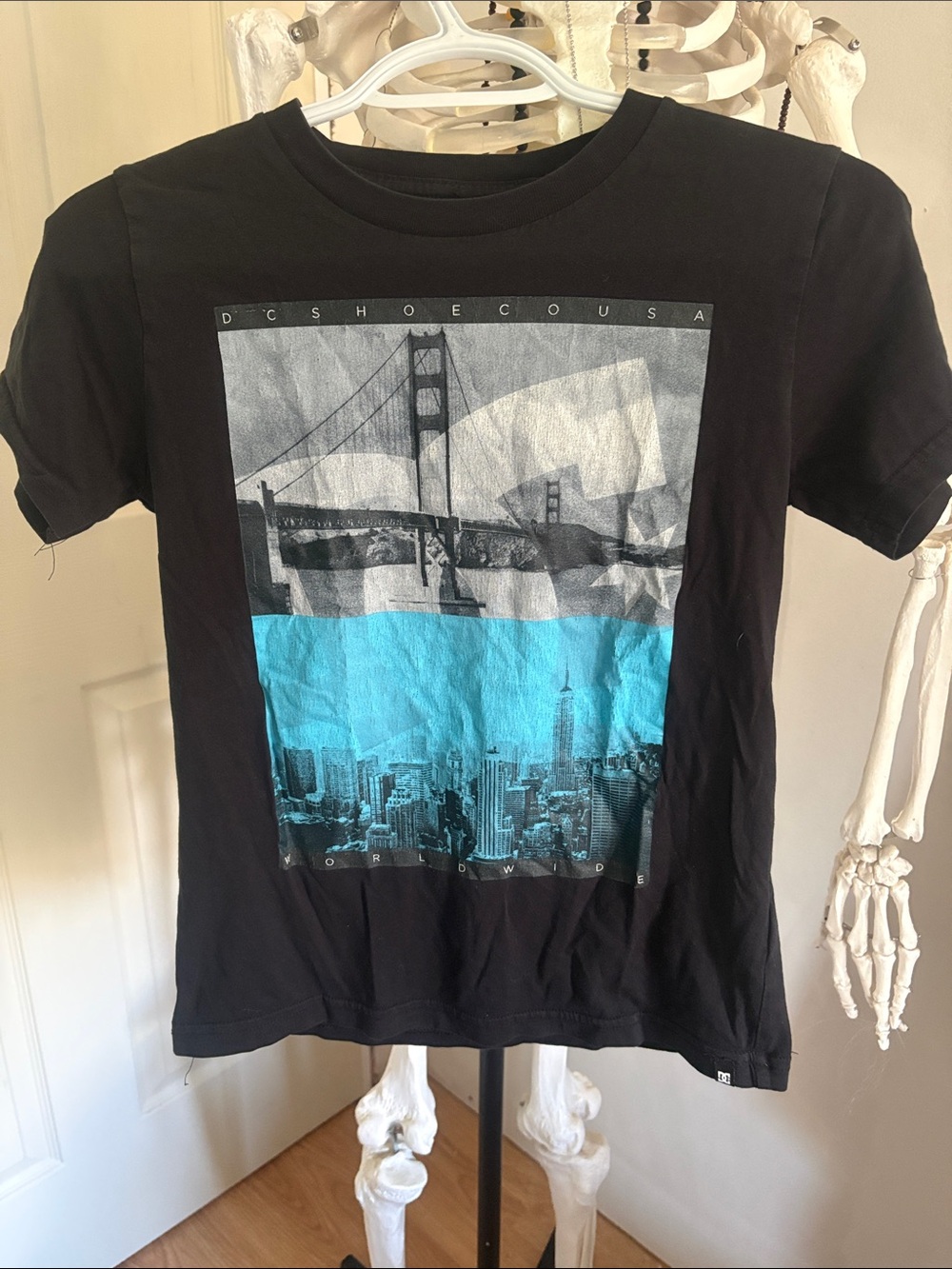 DC Black Short-Sleeve Graphic Tee with Blue Photo Block
